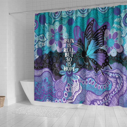 Australia Indigenous Teal Purple Contemporary Aboriginal Art Shower Curtain Hope Is Real