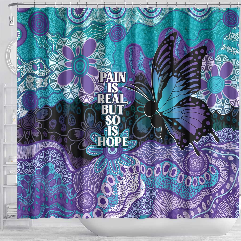 Australia Indigenous Teal Purple Contemporary Aboriginal Art Shower Curtain Hope Is Real