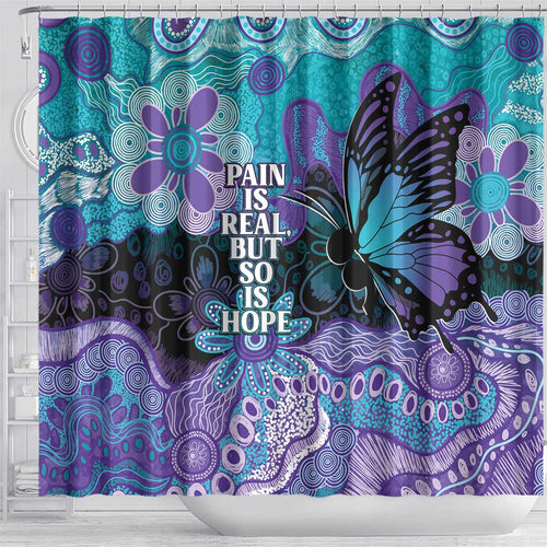 Australia Indigenous Teal Purple Contemporary Aboriginal Art Shower Curtain Hope Is Real