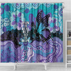 Australia Indigenous Teal Purple Contemporary Aboriginal Art Shower Curtain Hope Is Real