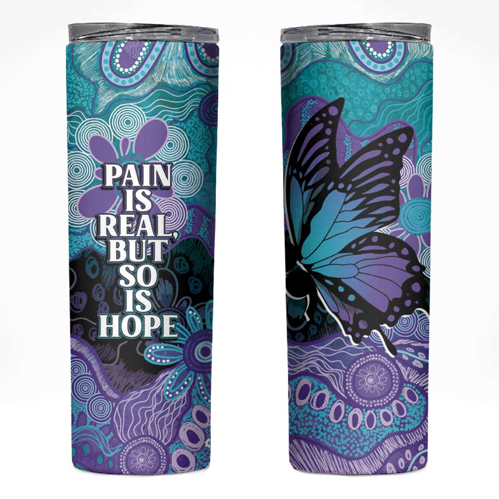 Australia Indigenous Teal Purple Contemporary Aboriginal Art Skinny Tumbler Hope Is Real