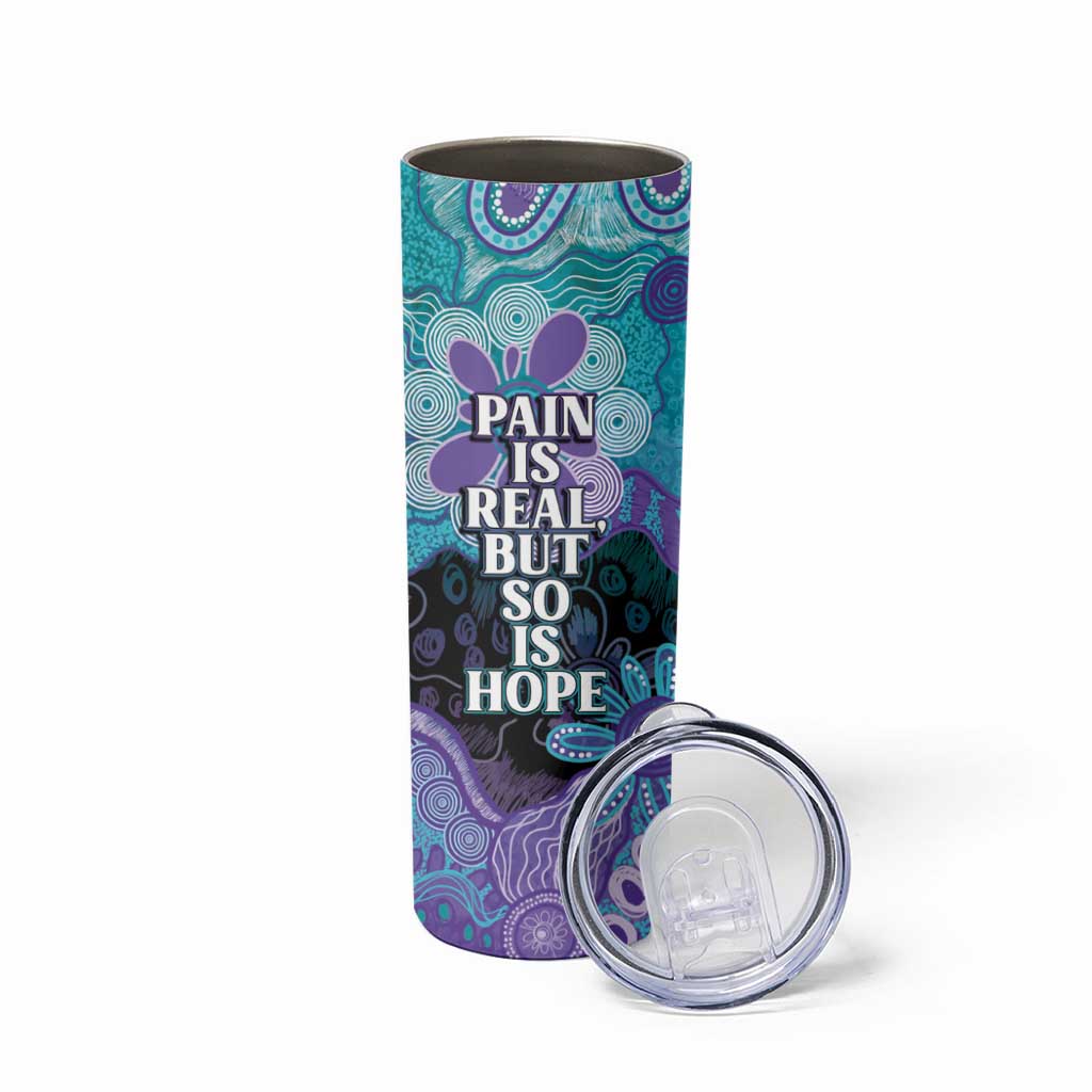 Australia Indigenous Teal Purple Contemporary Aboriginal Art Skinny Tumbler Hope Is Real