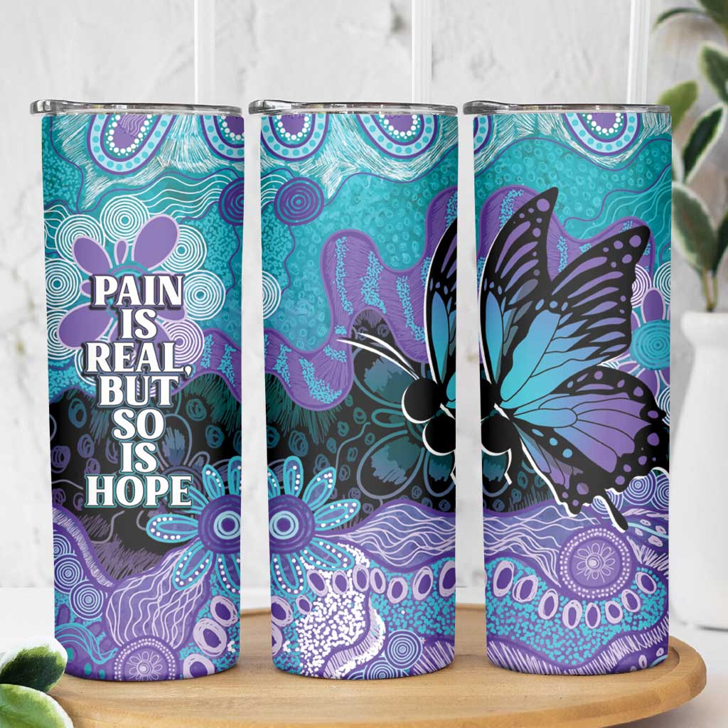 Australia Indigenous Teal Purple Contemporary Aboriginal Art Skinny Tumbler Hope Is Real