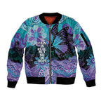 Australia Indigenous Teal Purple Contemporary Aboriginal Art Sleeve Zip Bomber Jacket Hope Is Real