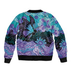 Australia Indigenous Teal Purple Contemporary Aboriginal Art Sleeve Zip Bomber Jacket Hope Is Real