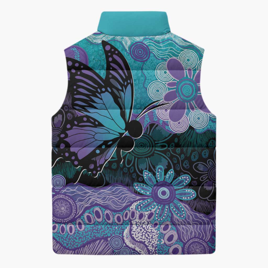 Australia Indigenous Teal Purple Contemporary Aboriginal Art Sleeveless Puffer Jacket Hope Is Real