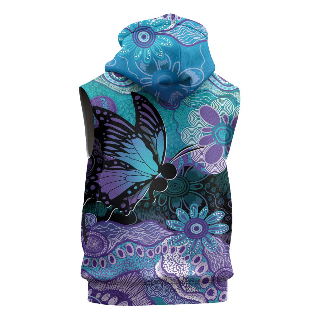 Australia Indigenous Teal Purple Contemporary Aboriginal Art Sleeveless Zip Hoodie Hope Is Real
