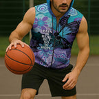 Australia Indigenous Teal Purple Contemporary Aboriginal Art Sleeveless Zip Hoodie Hope Is Real