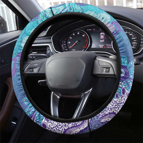 Australia Indigenous Teal Purple Contemporary Aboriginal Art Steering Wheel Cover Hope Is Real