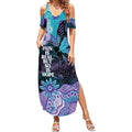 Australia Indigenous Teal Purple Contemporary Aboriginal Art Summer Maxi Dress Hope Is Real