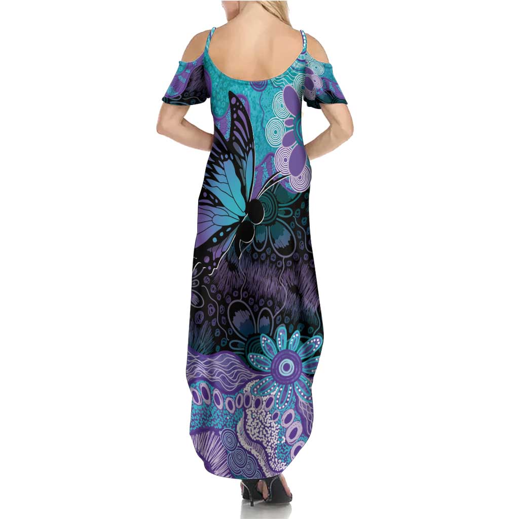 Australia Indigenous Teal Purple Contemporary Aboriginal Art Summer Maxi Dress Hope Is Real
