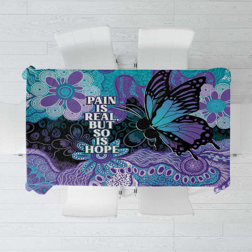 Australia Indigenous Teal Purple Contemporary Aboriginal Art Tablecloth Hope Is Real
