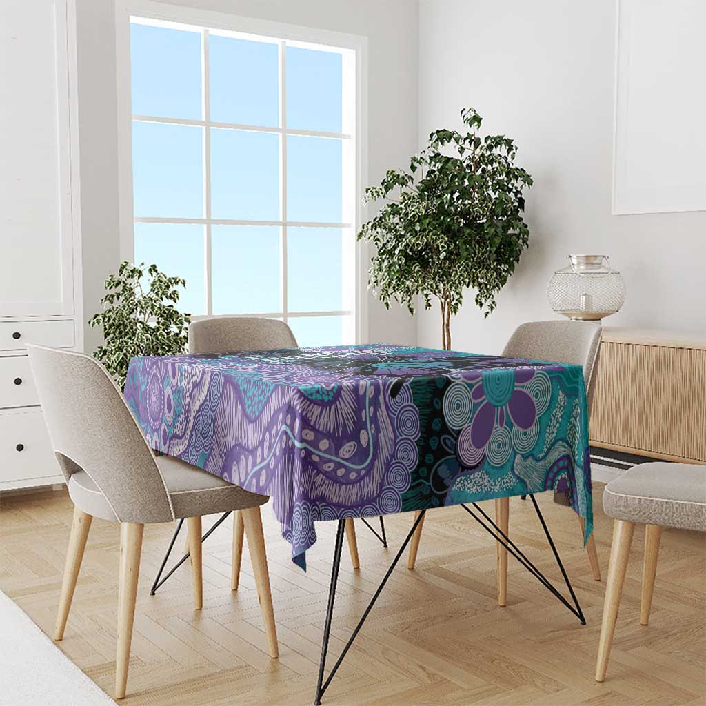 Australia Indigenous Teal Purple Contemporary Aboriginal Art Tablecloth Hope Is Real