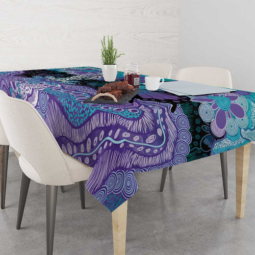 Australia Indigenous Teal Purple Contemporary Aboriginal Art Tablecloth Hope Is Real