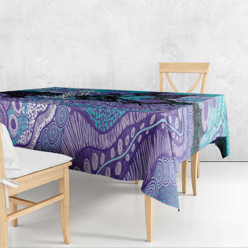 Australia Indigenous Teal Purple Contemporary Aboriginal Art Tablecloth Hope Is Real