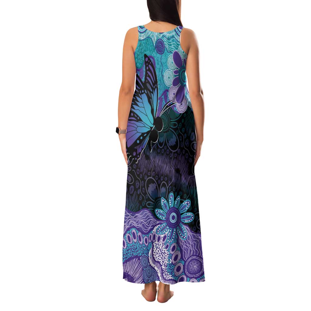 Australia Indigenous Teal Purple Contemporary Aboriginal Art Tank Maxi Dress Hope Is Real