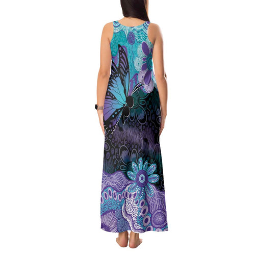 Australia Indigenous Teal Purple Contemporary Aboriginal Art Tank Maxi Dress Hope Is Real