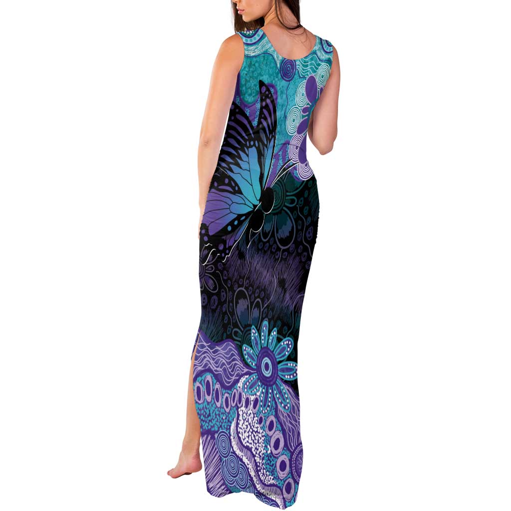 Australia Indigenous Teal Purple Contemporary Aboriginal Art Tank Maxi Dress Hope Is Real