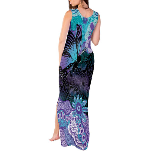 Australia Indigenous Teal Purple Contemporary Aboriginal Art Tank Maxi Dress Hope Is Real