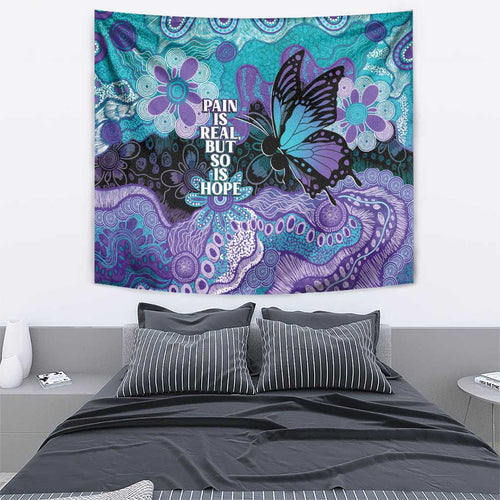 Australia Indigenous Teal Purple Contemporary Aboriginal Art Tapestry Hope Is Real