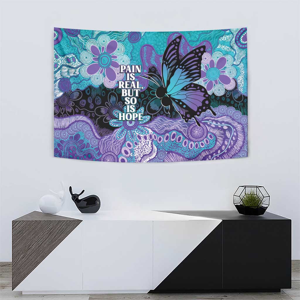 Australia Indigenous Teal Purple Contemporary Aboriginal Art Tapestry Hope Is Real