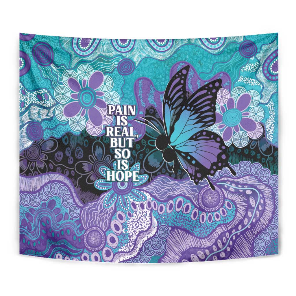 Australia Indigenous Teal Purple Contemporary Aboriginal Art Tapestry Hope Is Real