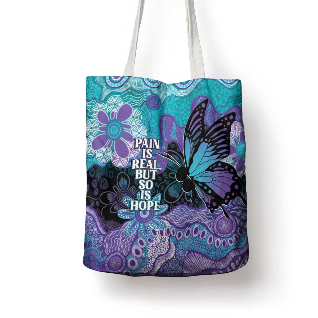 Australia Indigenous Teal Purple Contemporary Aboriginal Art Tote Bag Hope Is Real
