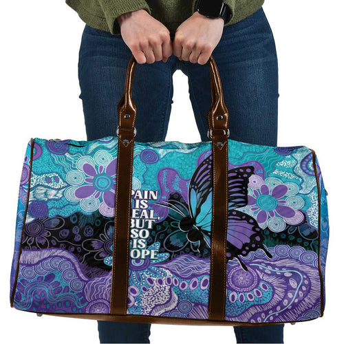 Australia Indigenous Teal Purple Contemporary Aboriginal Art Travel Bag Hope Is Real