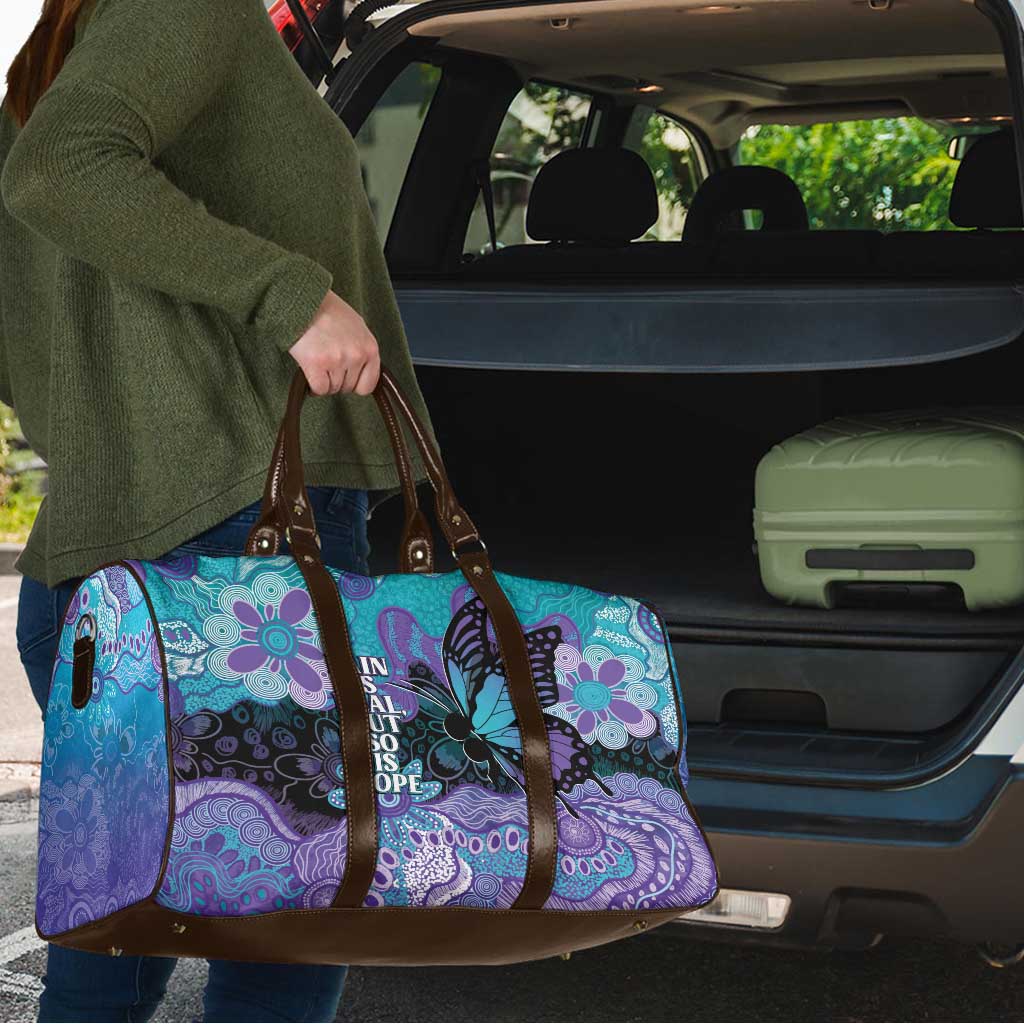 Australia Indigenous Teal Purple Contemporary Aboriginal Art Travel Bag Hope Is Real
