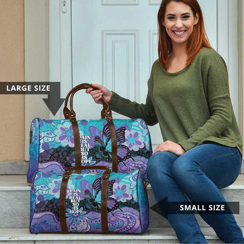 Australia Indigenous Teal Purple Contemporary Aboriginal Art Travel Bag Hope Is Real