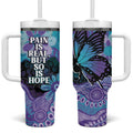 Australia Indigenous Teal Purple Contemporary Aboriginal Art Tumbler With Handle Hope Is Real