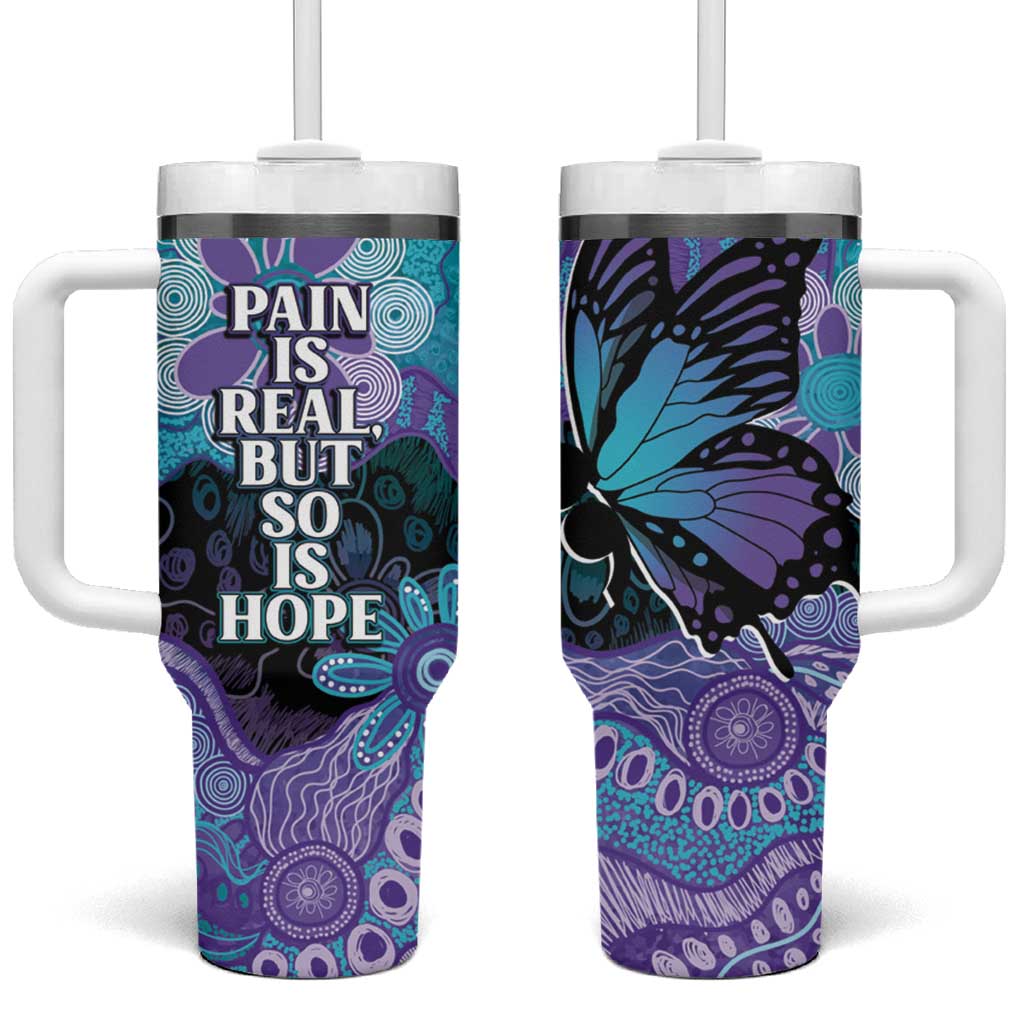 Australia Indigenous Teal Purple Contemporary Aboriginal Art Tumbler With Handle Hope Is Real