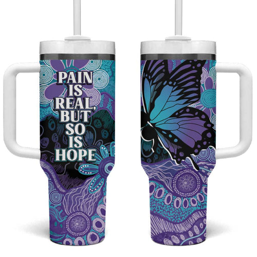 Australia Indigenous Teal Purple Contemporary Aboriginal Art Tumbler With Handle Hope Is Real