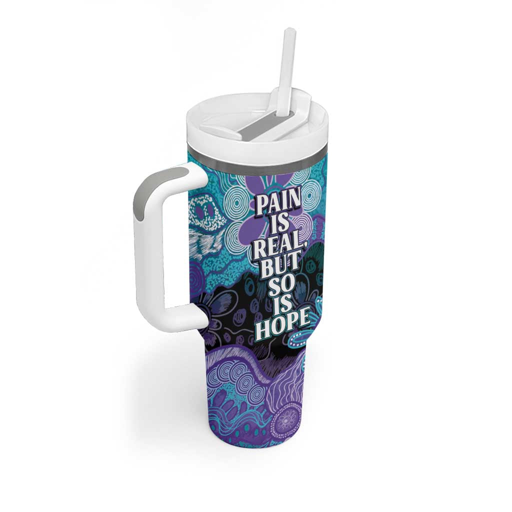 Australia Indigenous Teal Purple Contemporary Aboriginal Art Tumbler With Handle Hope Is Real