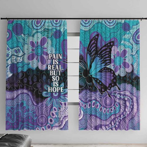 Australia Indigenous Teal Purple Contemporary Aboriginal Art Window Curtain Hope Is Real