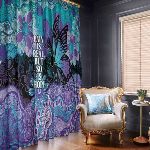 Australia Indigenous Teal Purple Contemporary Aboriginal Art Window Curtain Hope Is Real