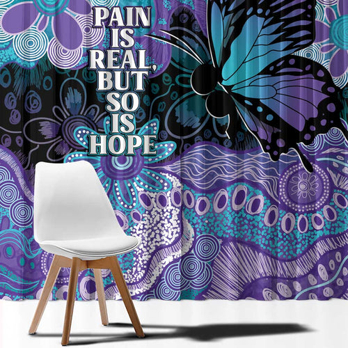 Australia Indigenous Teal Purple Contemporary Aboriginal Art Window Curtain Hope Is Real