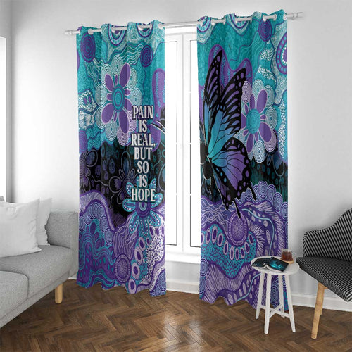 Australia Indigenous Teal Purple Contemporary Aboriginal Art Window Curtain Hope Is Real