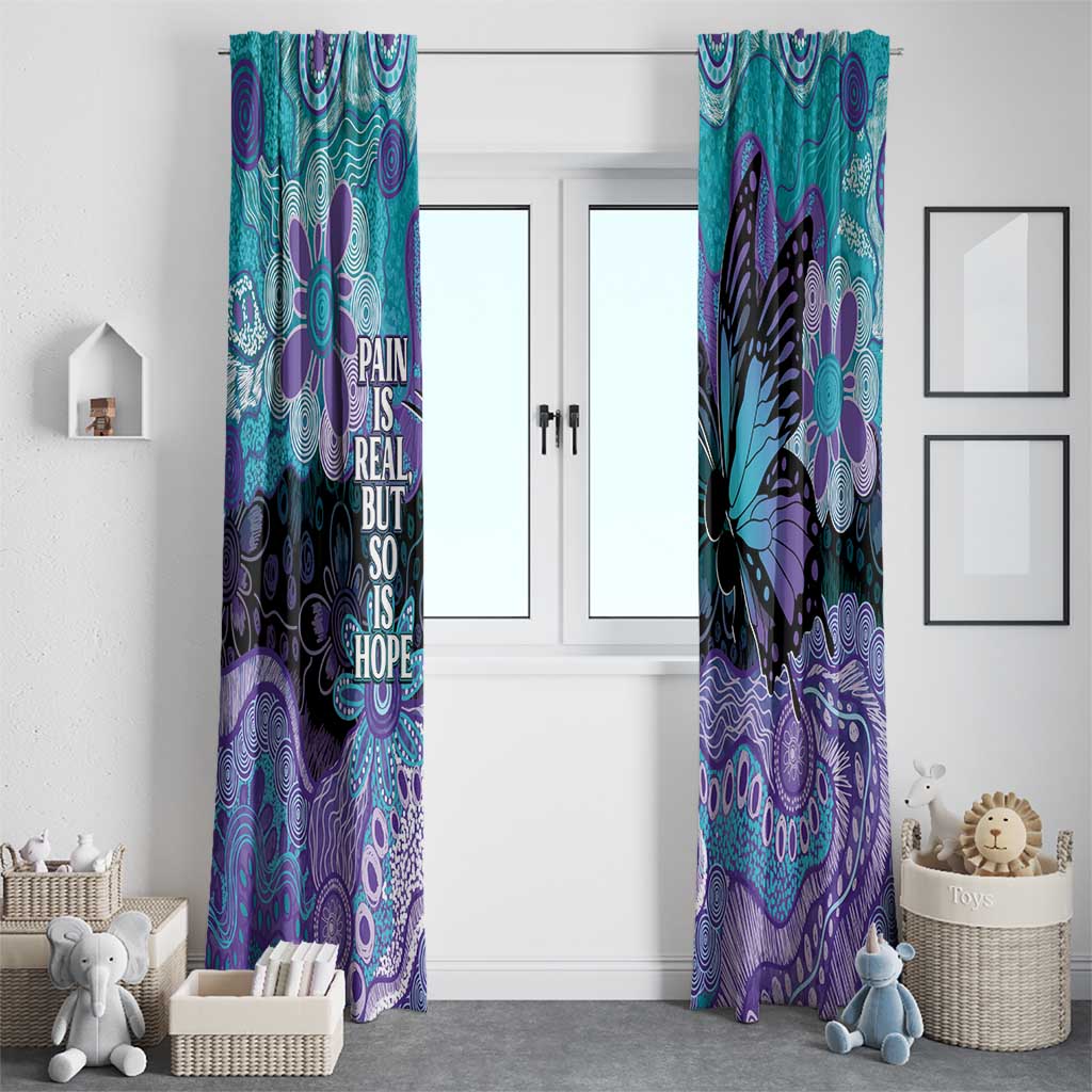 Australia Indigenous Teal Purple Contemporary Aboriginal Art Window Curtain Hope Is Real