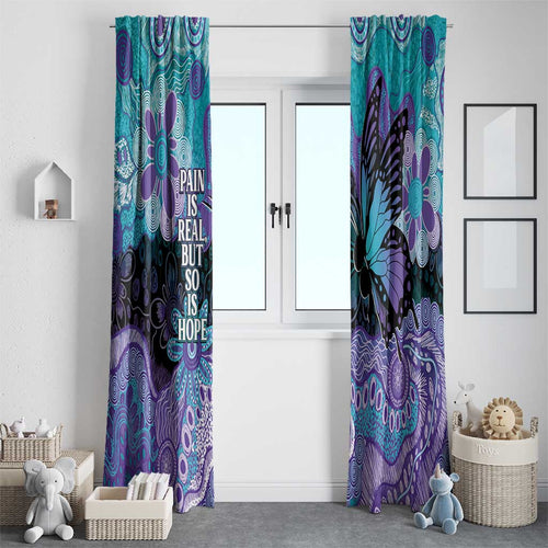 Australia Indigenous Teal Purple Contemporary Aboriginal Art Window Curtain Hope Is Real