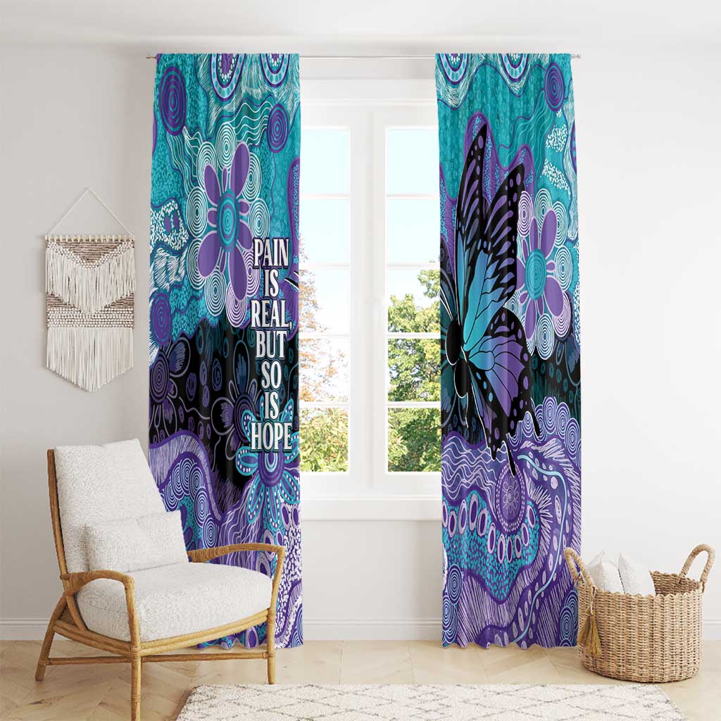 Australia Indigenous Teal Purple Contemporary Aboriginal Art Window Curtain Hope Is Real