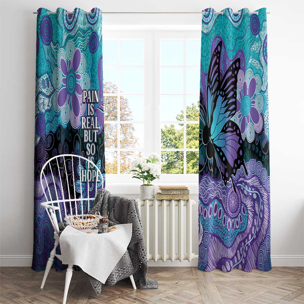 Australia Indigenous Teal Purple Contemporary Aboriginal Art Window Curtain Hope Is Real