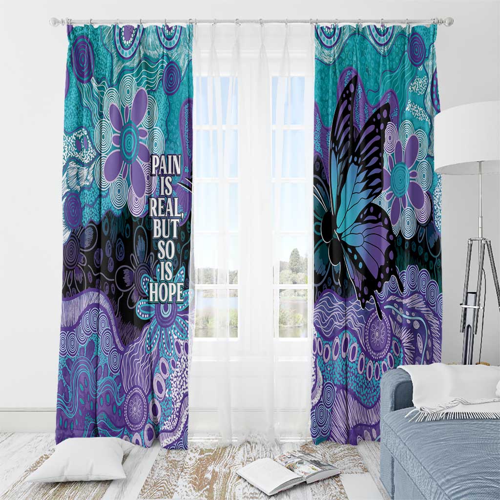 Australia Indigenous Teal Purple Contemporary Aboriginal Art Window Curtain Hope Is Real