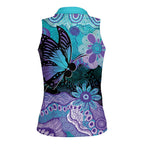 Australia Indigenous Teal Purple Contemporary Aboriginal Art Women Sleeveless Polo Shirt Hope Is Real