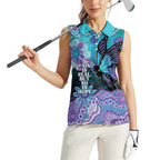 Australia Indigenous Teal Purple Contemporary Aboriginal Art Women Sleeveless Polo Shirt Hope Is Real