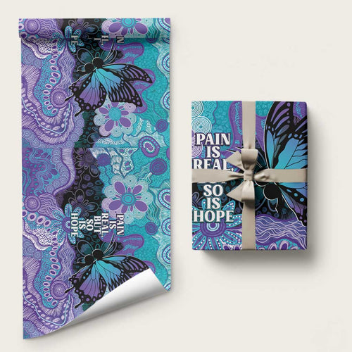 Australia Indigenous Teal Purple Contemporary Aboriginal Art Wrapping Paper Hope Is Real