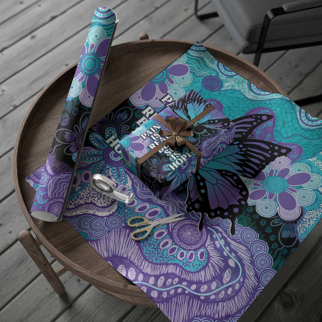 Australia Indigenous Teal Purple Contemporary Aboriginal Art Wrapping Paper Hope Is Real