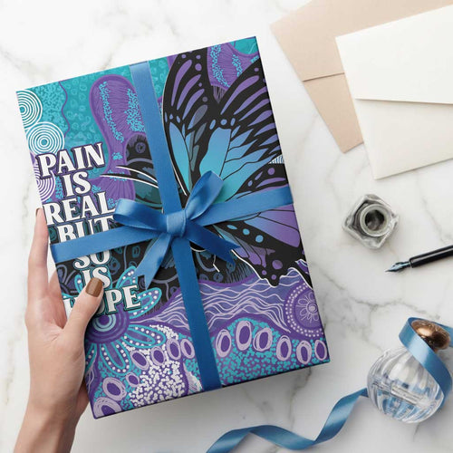 Australia Indigenous Teal Purple Contemporary Aboriginal Art Wrapping Paper Hope Is Real