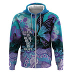 Australia Indigenous Teal Purple Contemporary Aboriginal Art Zip Hoodie Hope Is Real