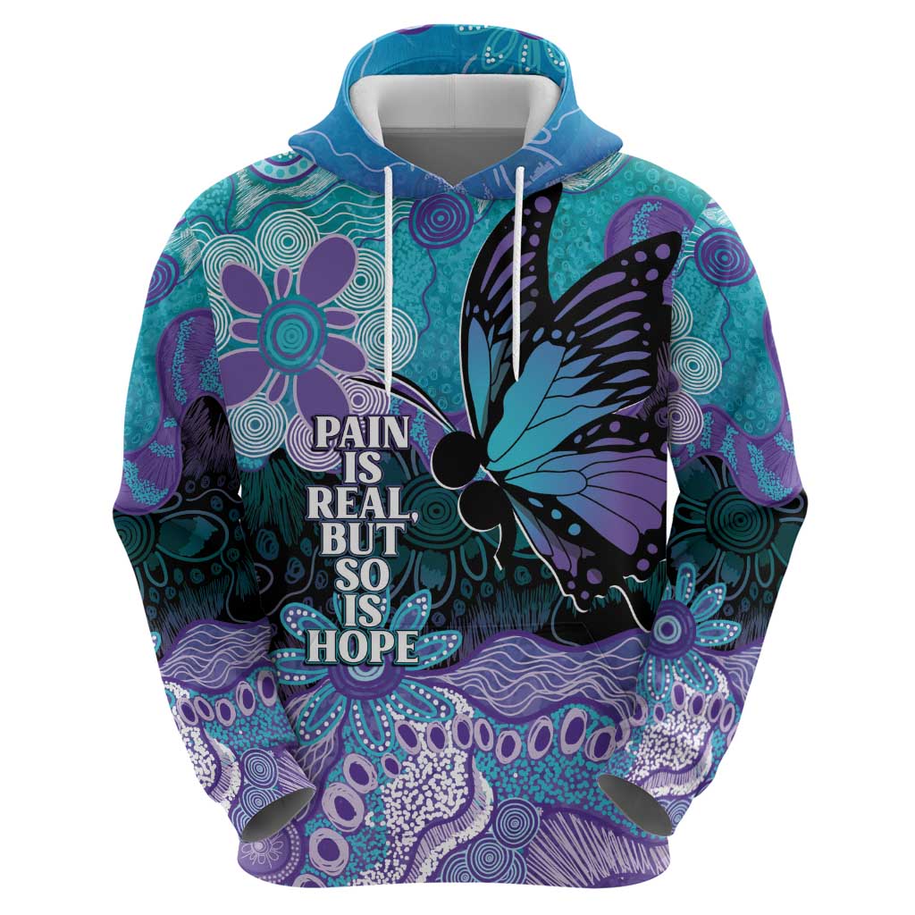 Australia Indigenous Teal Purple Contemporary Aboriginal Art Zip Hoodie Hope Is Real
